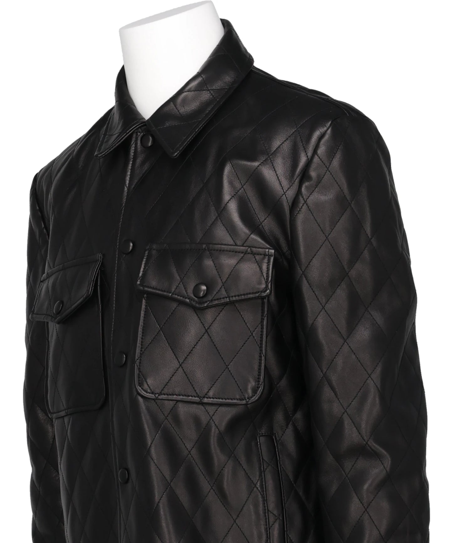 QUILTED LEATHER OVERSHIRT