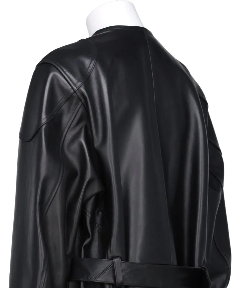 "JEROME" LONG MOTO LEATHER COAT
