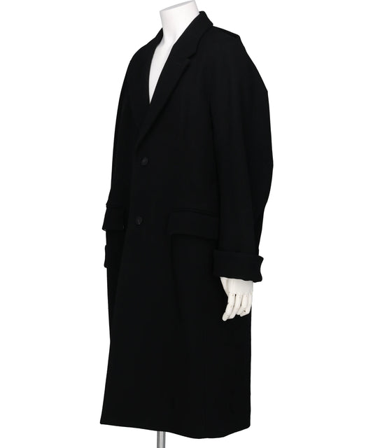 NOTCHED LAPEL OVERCOAT IN MELTON WOOL