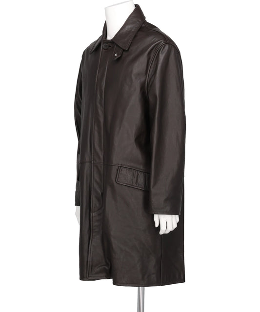 COW LEATHER BALMACAAN COAT