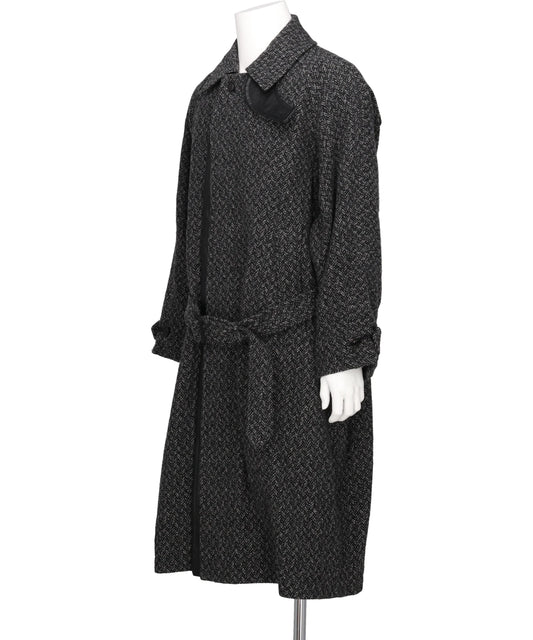 HERRINGBONE WOOL TWEED BALMACAAN OVERCOAT
