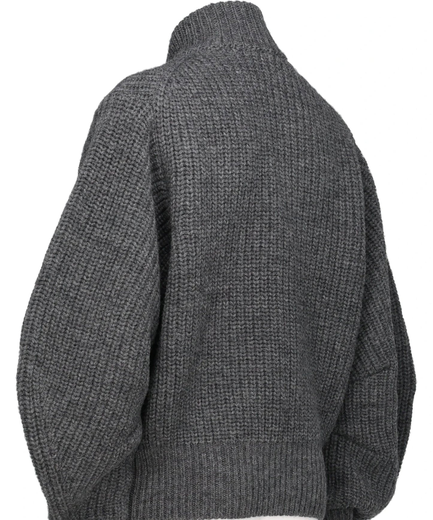 RIBED MASSIVE ROUNDED SLEEVEZIP-UP KNIT JACKET