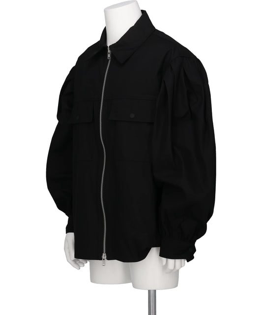 PUFF SLEEVE UTILITY PEN POCKET JACKET W/ DAISY