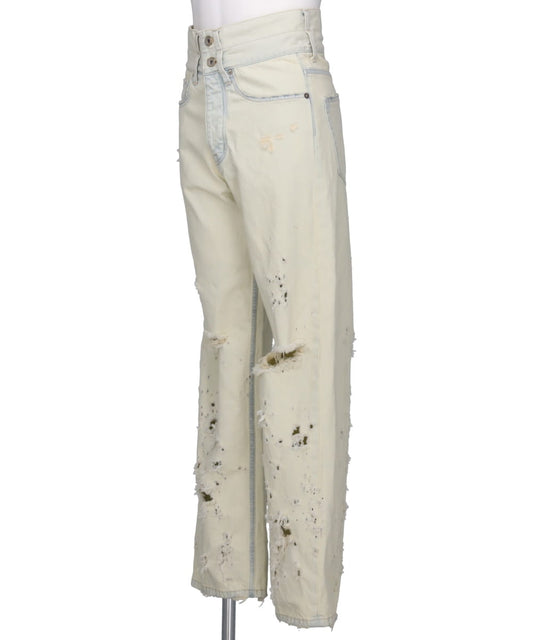 "ICE WASH" W-VELT SUPER DAMAGE ST DENIM