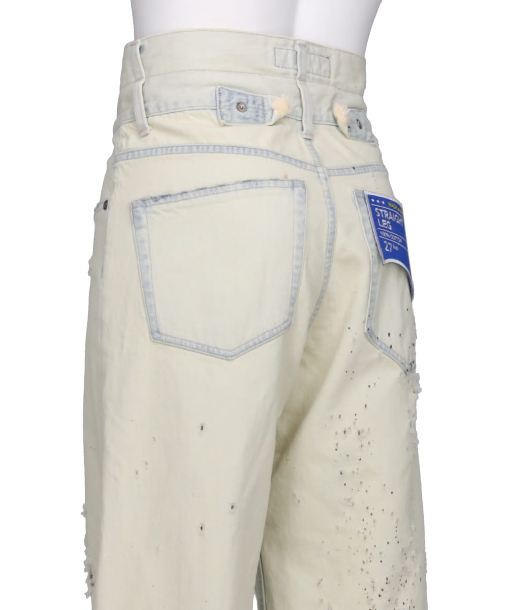 "ICE WASH" W-VELT SUPER DAMAGE ST DENIM