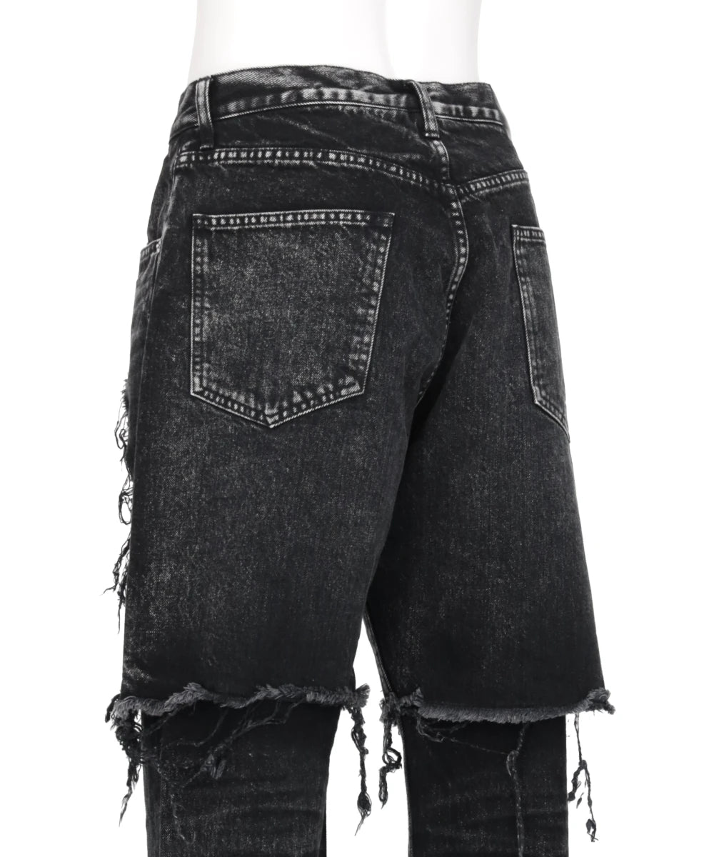 WASHED DENIM LAYERED PANTS