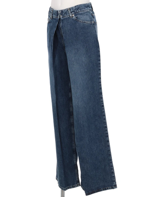 WASHED DENIM WIDE PANTS