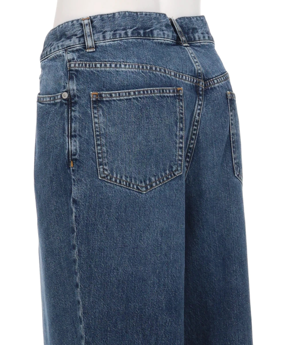 WASHED DENIM WIDE PANTS