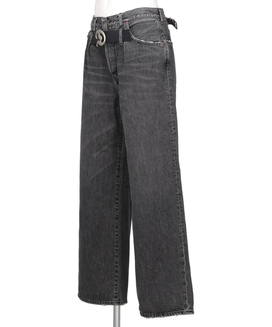 "D"BUCKLE SUPER WIDE DENIM PANTS