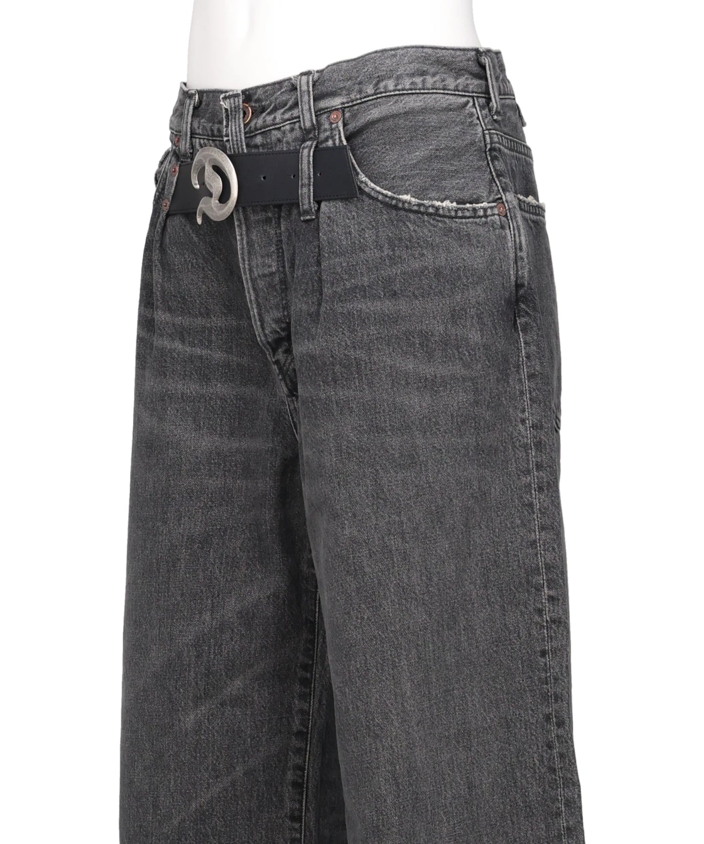 "D" BUCKLE SUPER WIDE DENIM PANTS