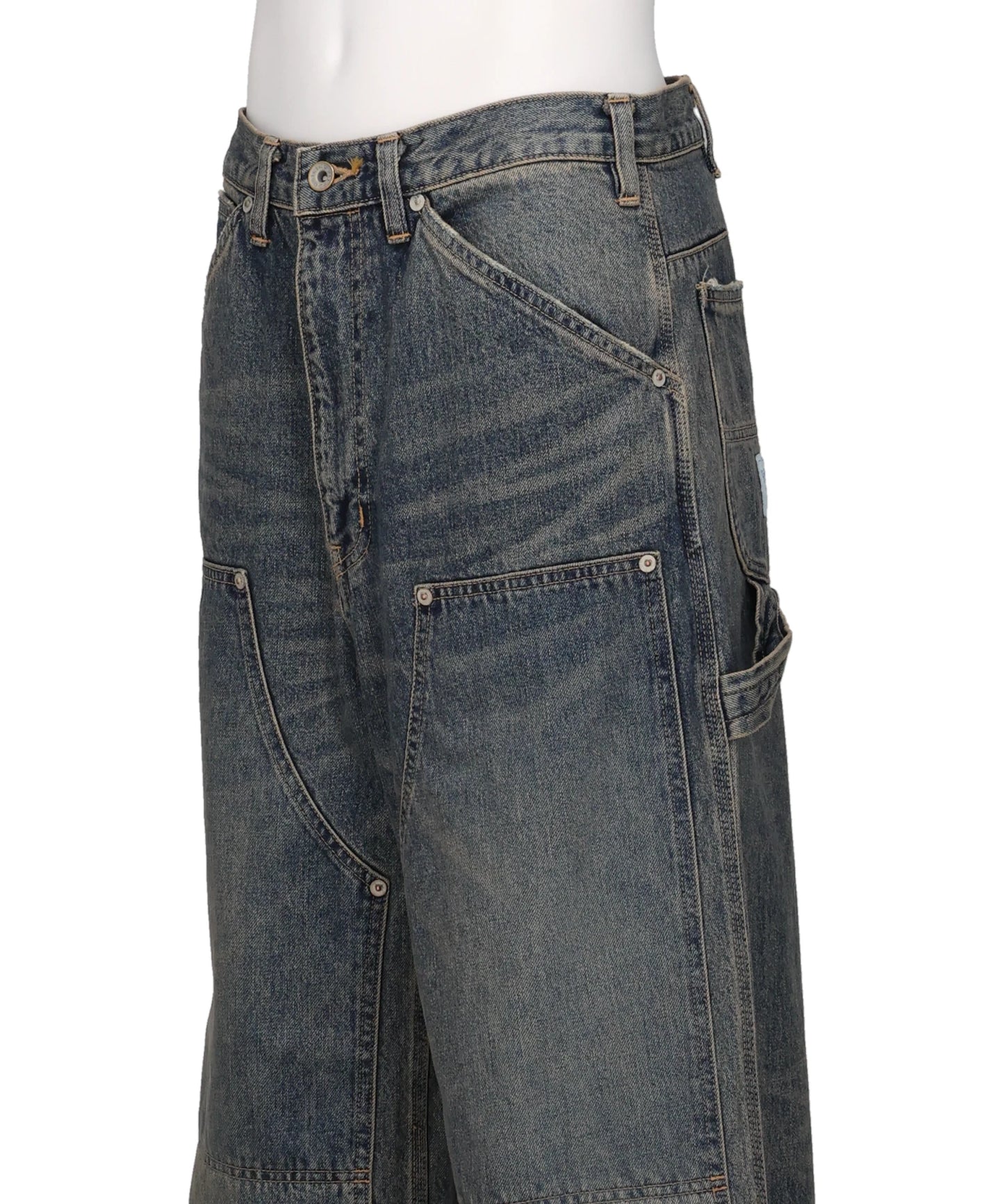 VINTAGE WASHED PAINTER DENIM WIDE PANTS
