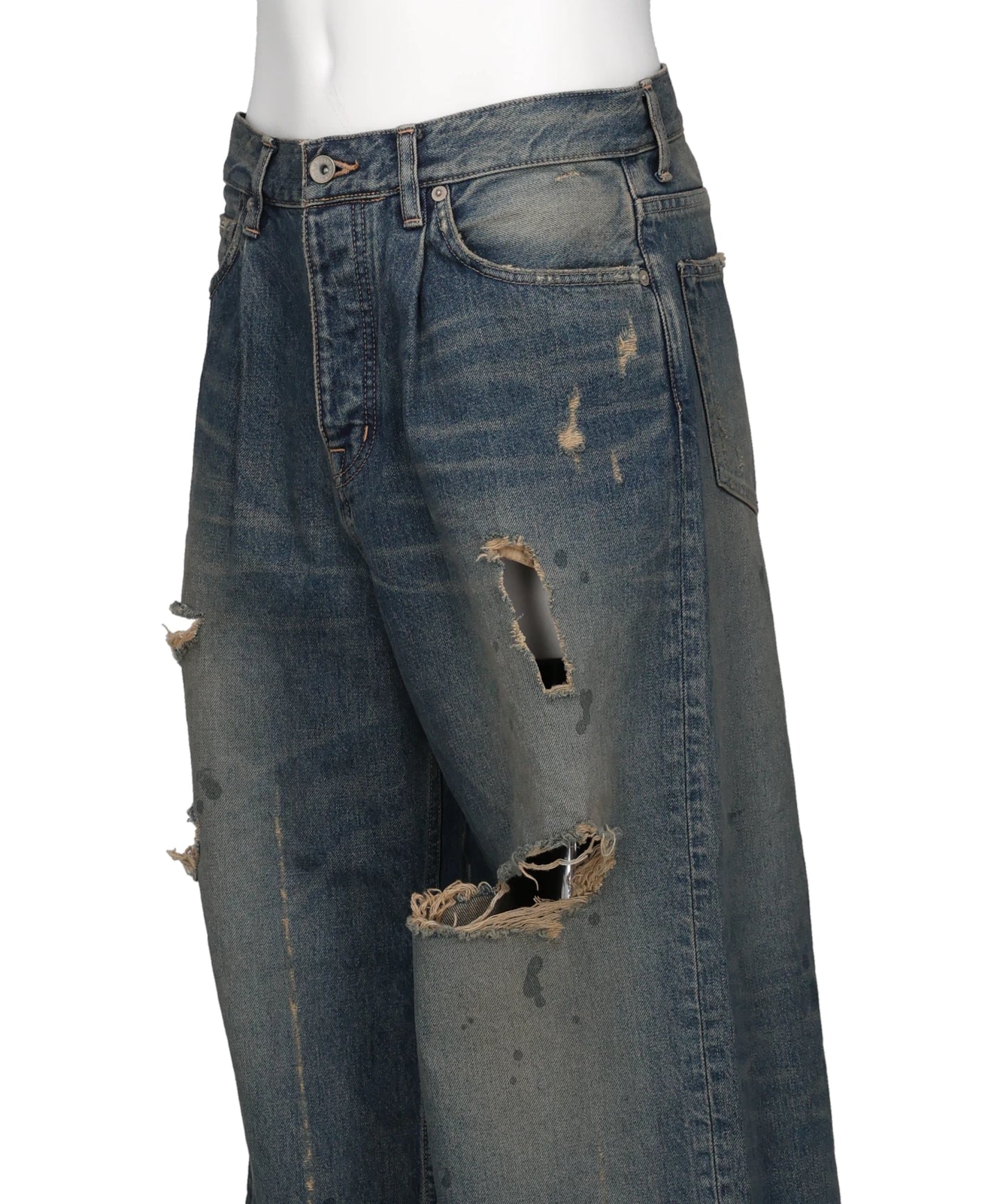 "80YEAR" DAMAGE WIDE DENIM PANTS