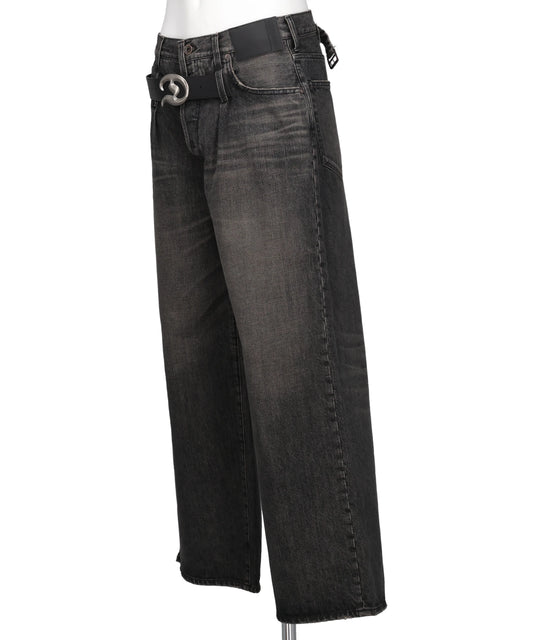 "D" BUCKLE SUPER WIDE DENIM PANTS