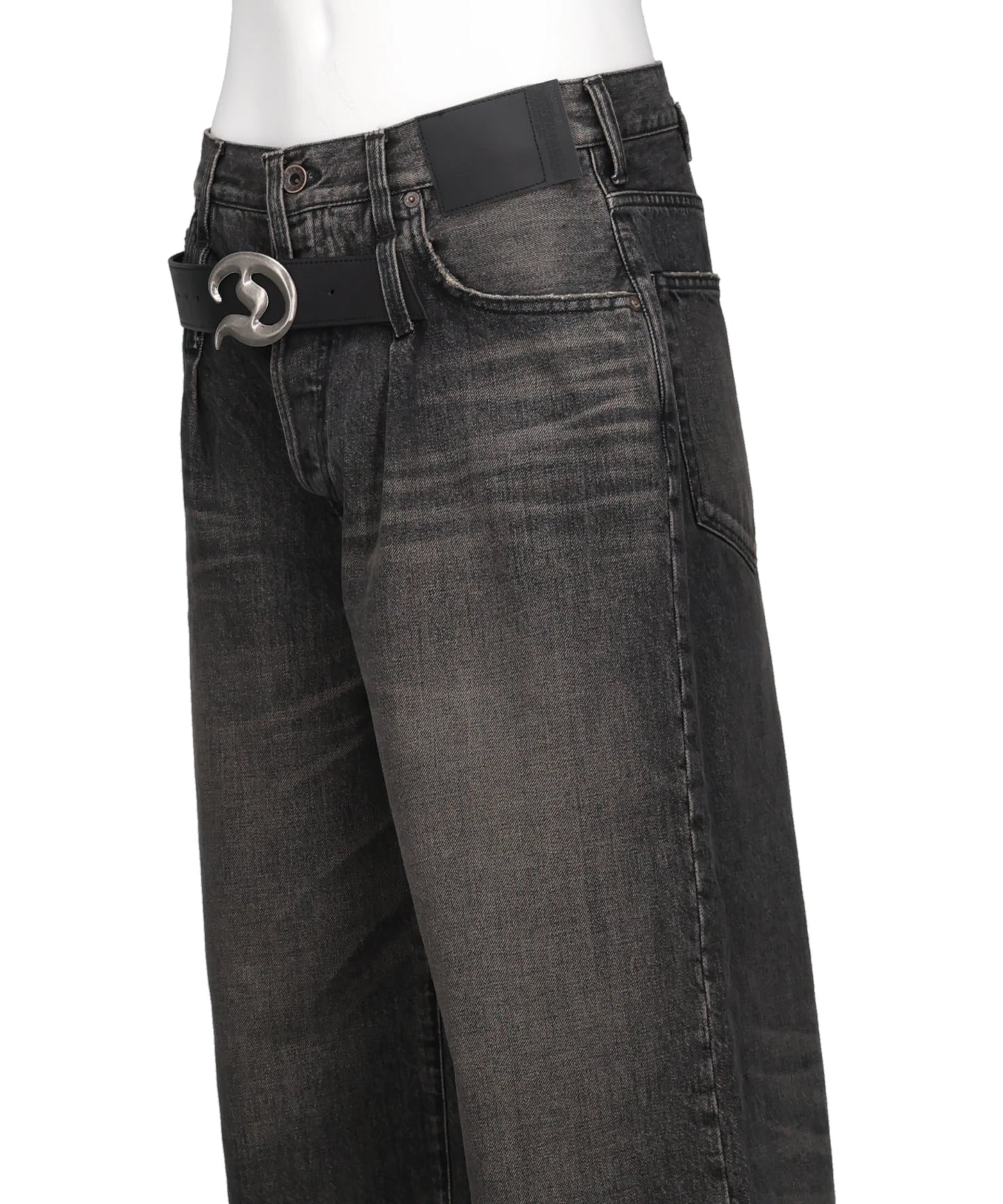 "D" BUCKLE SUPER WIDE DENIM PANTS