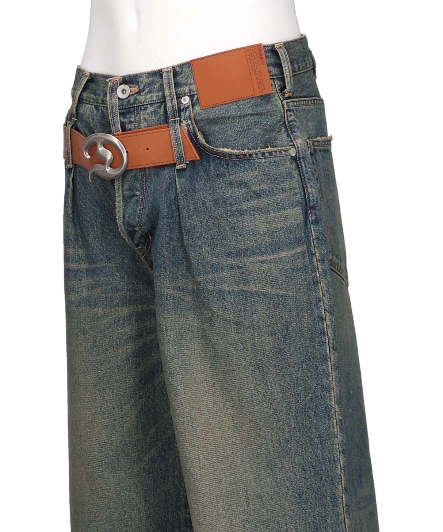 "D" BUCKLE SUPER WIDE DENIM PANTS