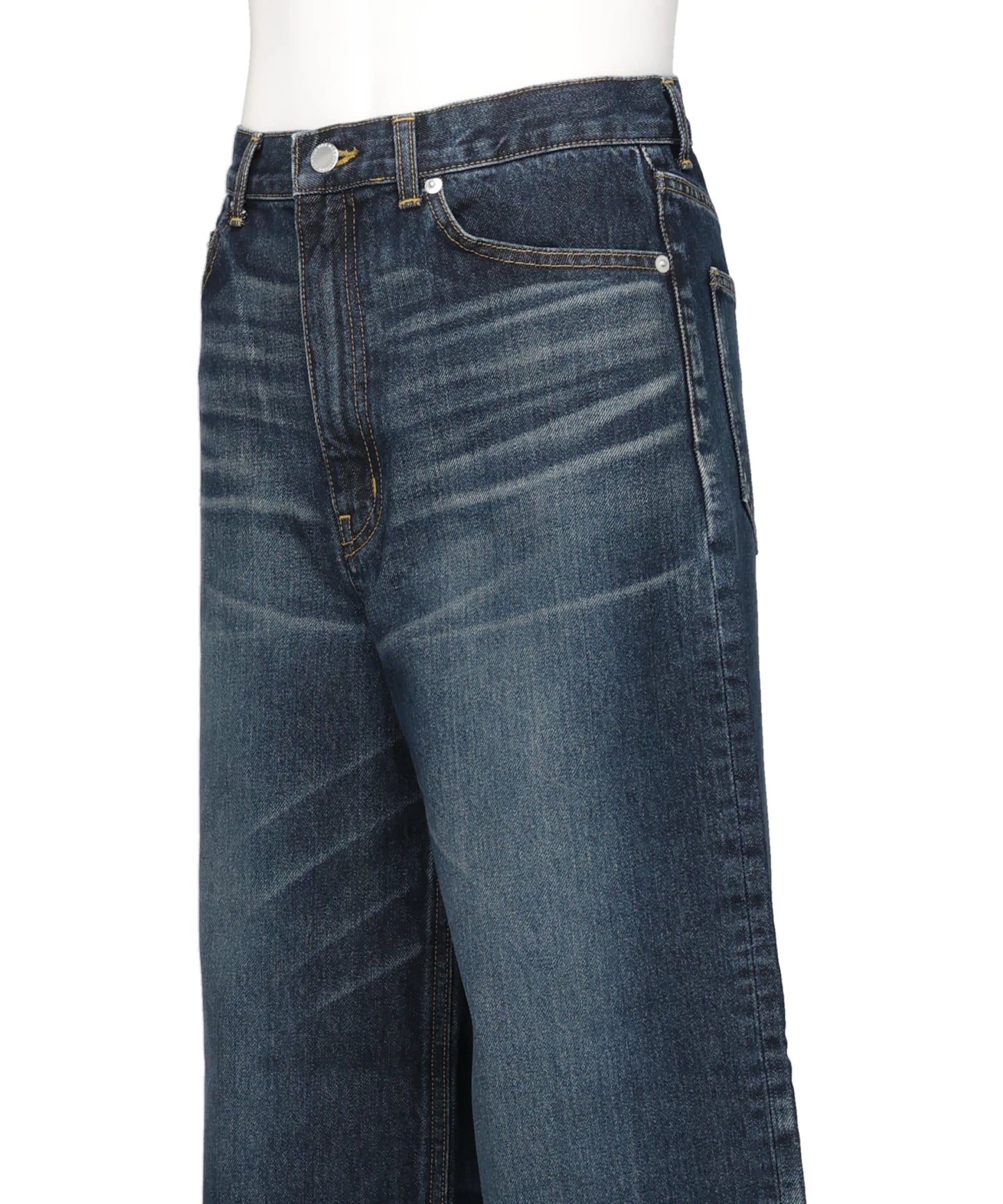 WASHED DENIM WIDE PANTS