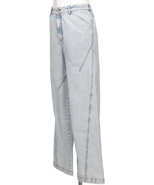 DENIM LARGE TROUSERS WITH DARTS