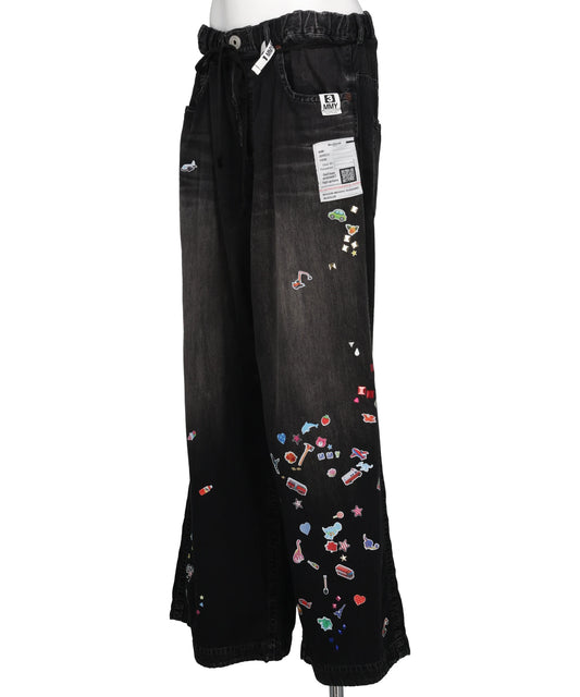 DENIM HUGE DETAIL PANTS w KIDS STICKER