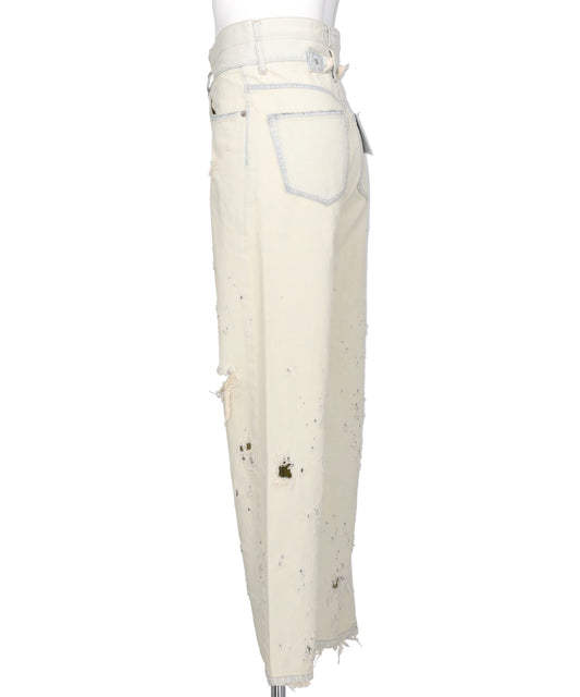 "ICE WASH" W-VELT SUPER DAMAGE ST DENIM