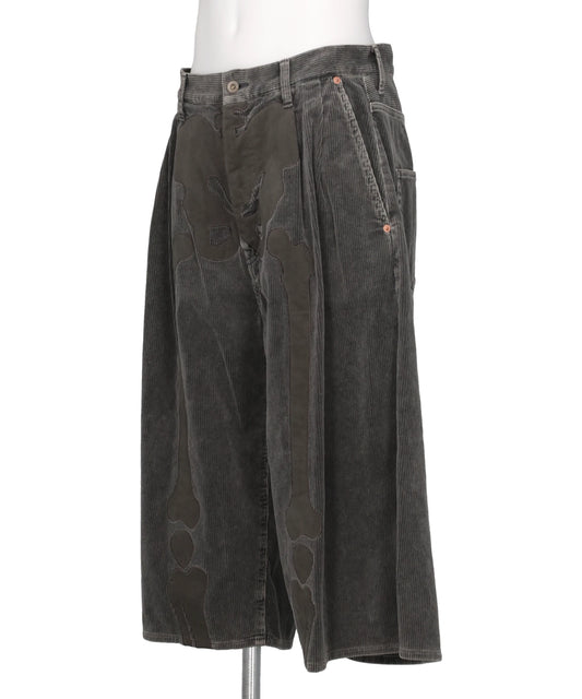 BONE APPLIQUE CORDUROY CROPPED PANTS