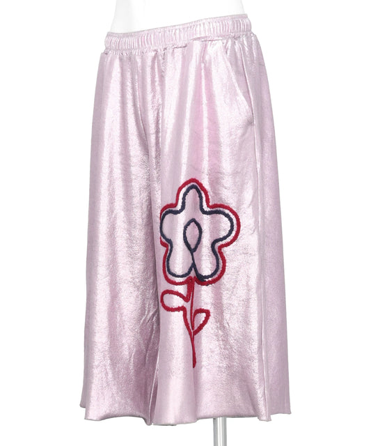 FLOWER CORD EMBROIDERY VELOUR SHORT PANTS