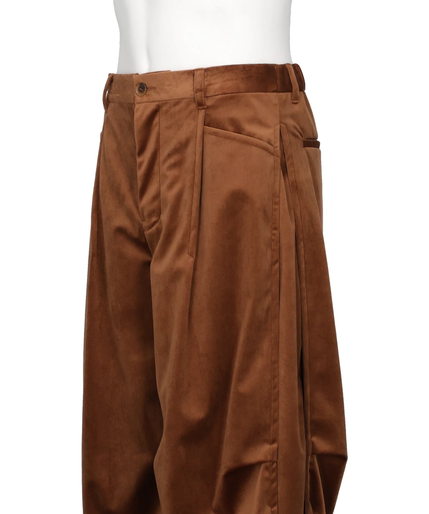 DRAPED VELVET TUCK PANTS