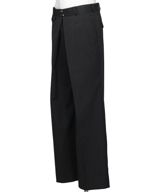 WOOL GABARDINE FOLDED WIDE TROUSERS