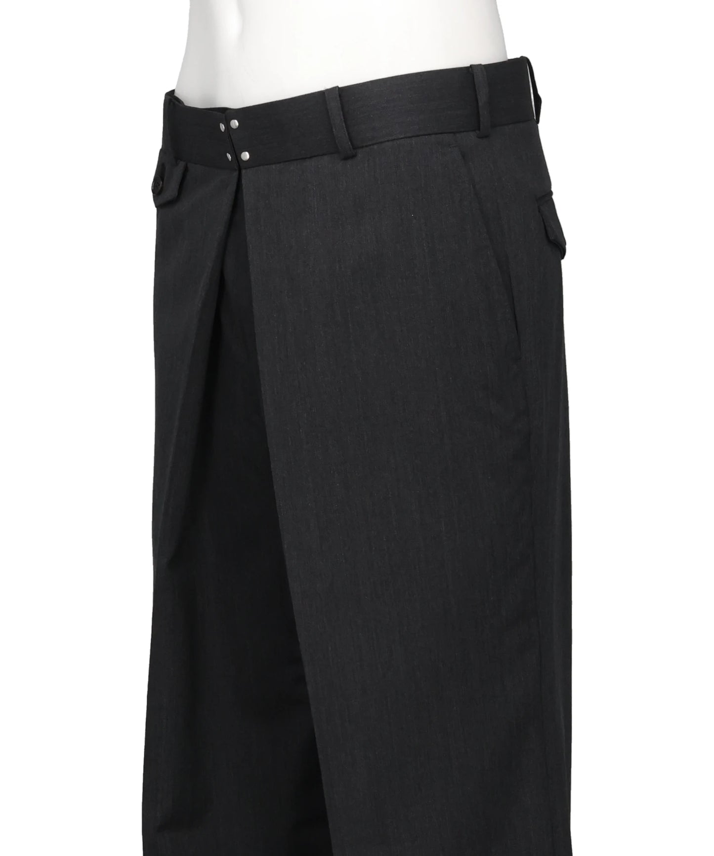 WOOL GABARDINE FOLDED WIDE TROUSERS