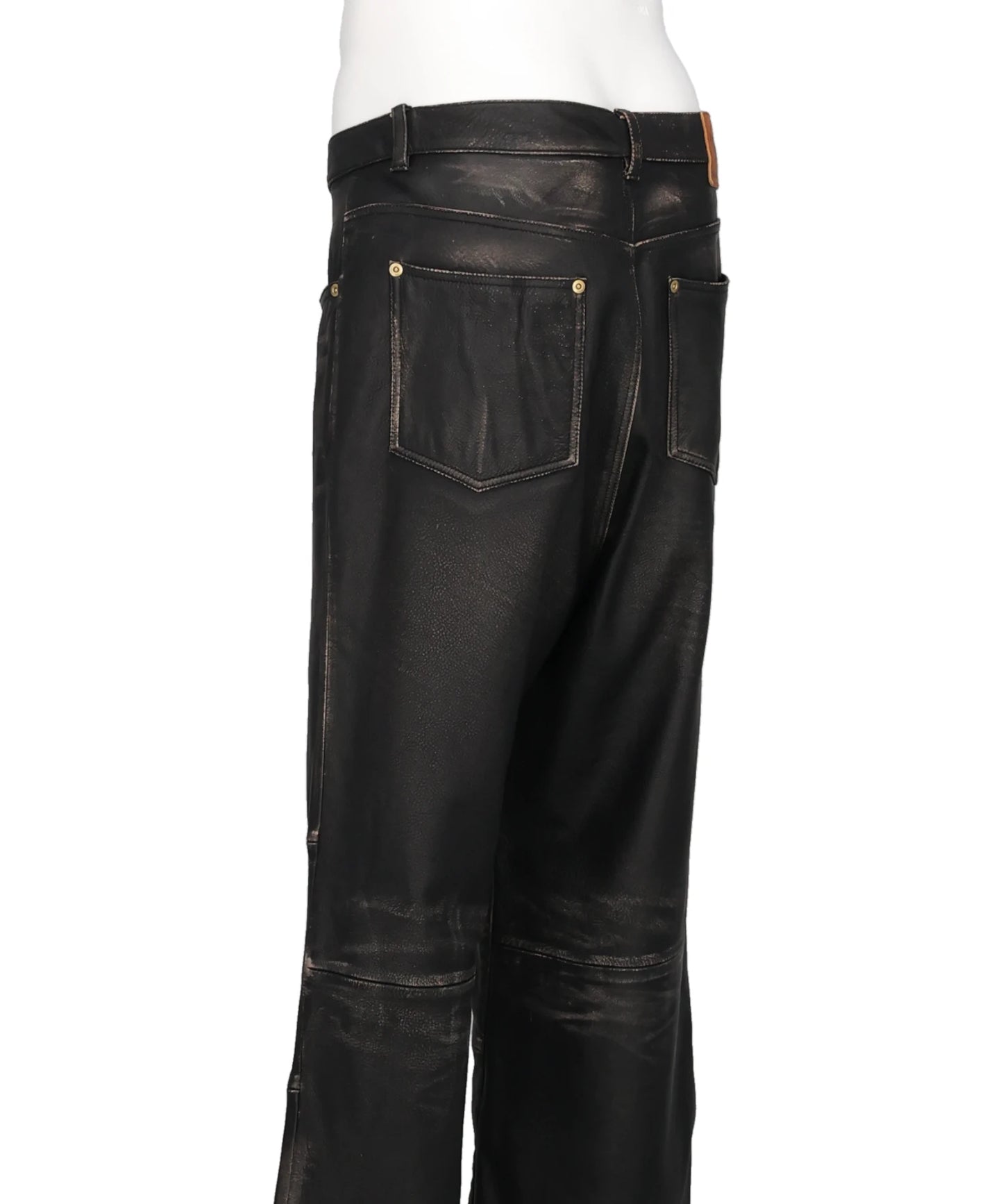 DISTRESSED LEATHER PANTS
