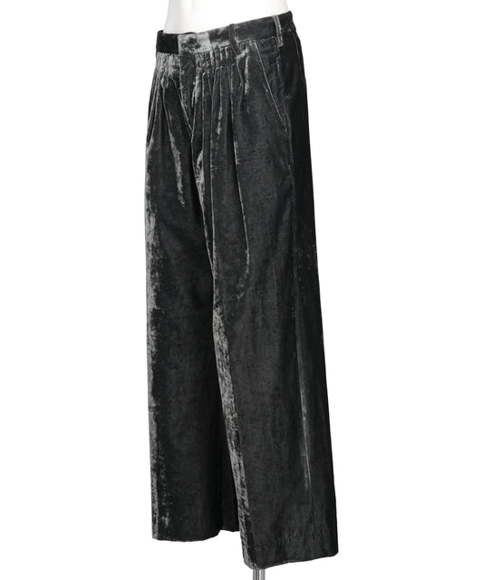 VELVET ACCORDION WIDE TROUSERS