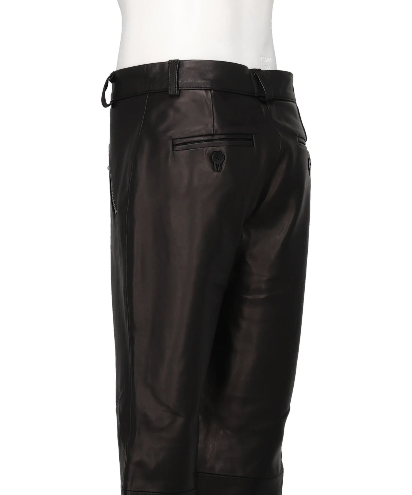 ZIP POCKET STRAIGHT LEATHER TROUSERS