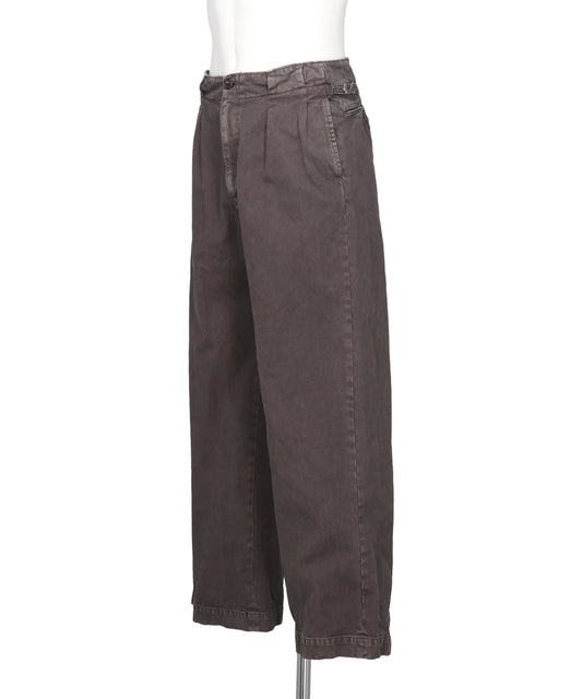 PEACHED COTTON TWILL GARMENT-DYE2PLEATED TROUSERS