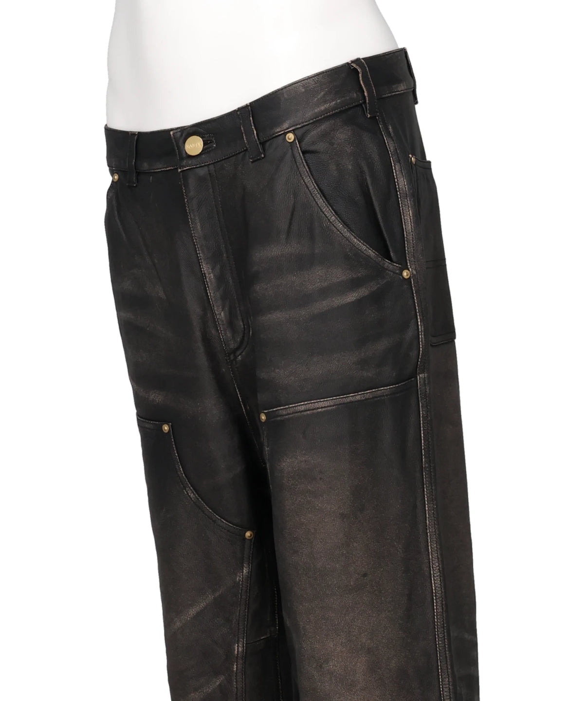 DISTRESSED LEATHER PAINTER PANTS