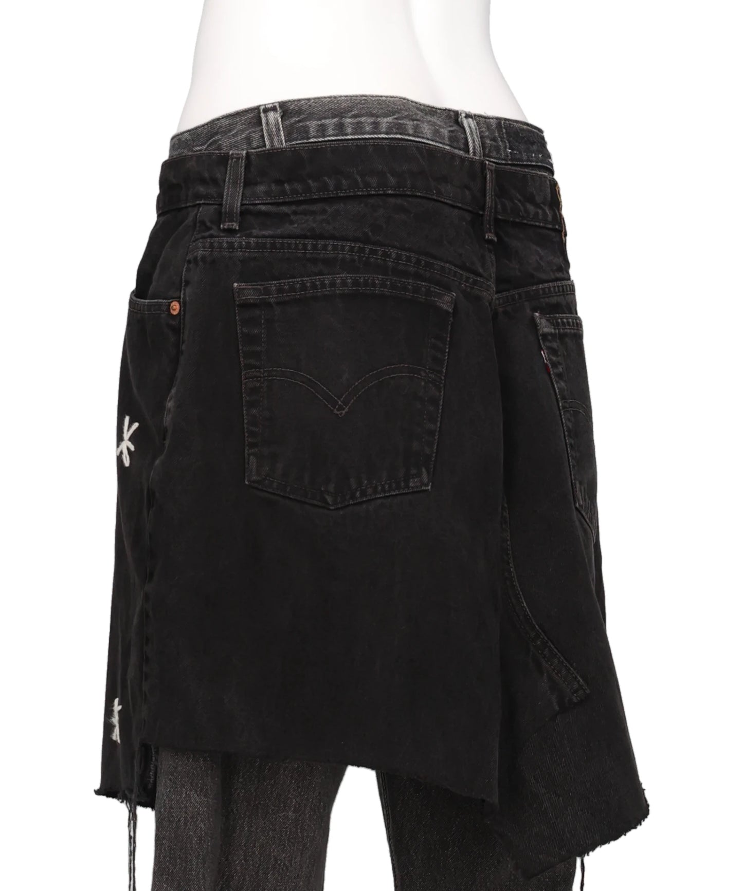 NEWSED / SKIRT DOCKING FLOWEREMBROIDERYD DENIM
