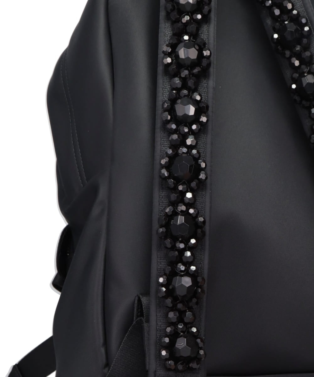 BOW FRONT BACKPACK W/ STRAP EMB - BLACK/JET