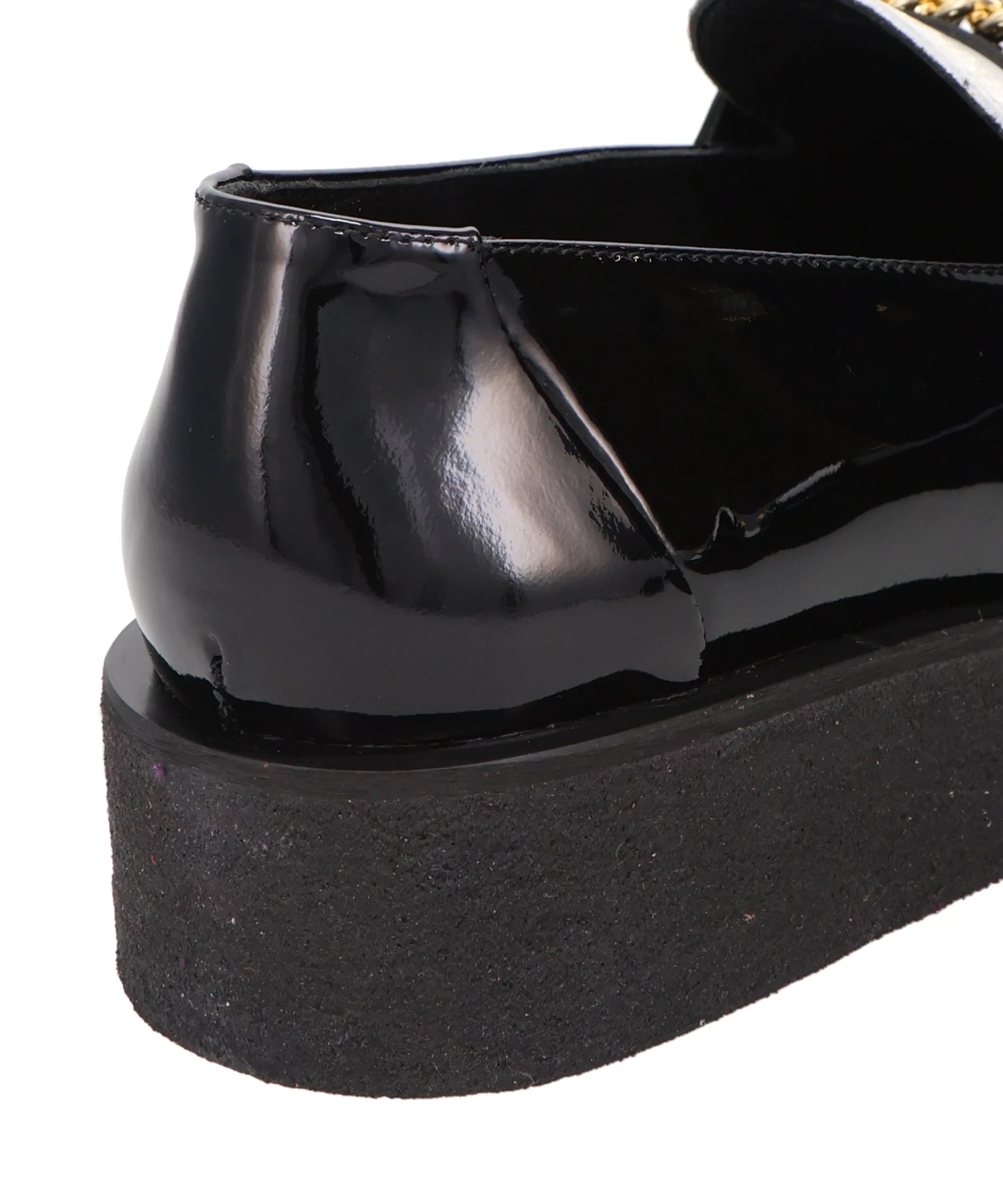 CHAIN CREEPER LOAFERS- BLACK & WHITE PATENT LEATHER