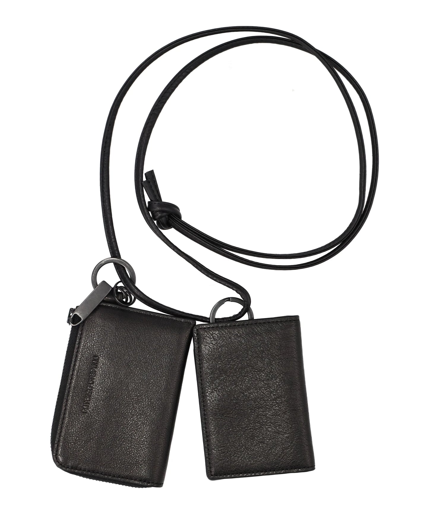 LEATHER WALLET & CARD CASE EMPTY-HANDED- BLACK