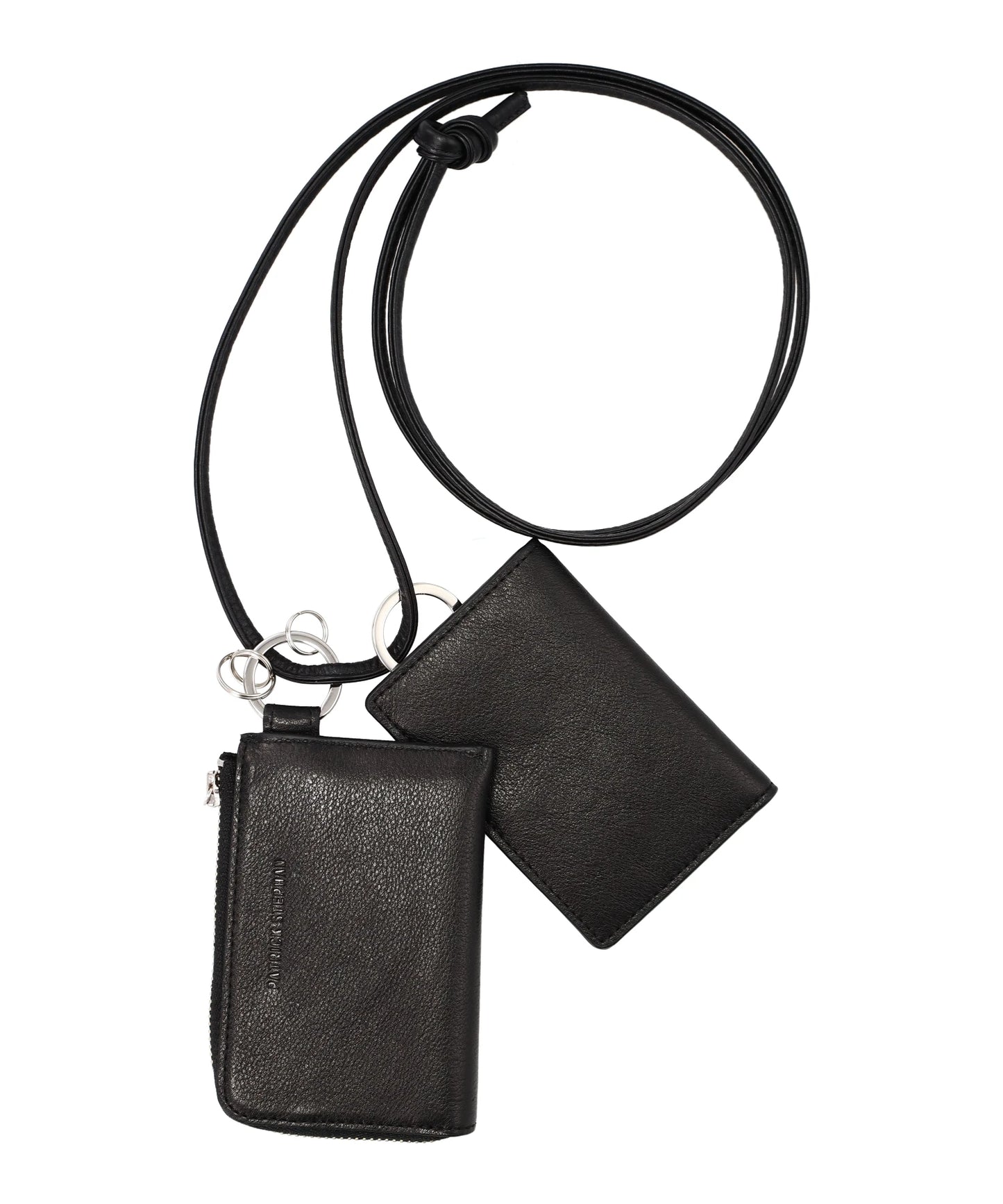 LEATHER WALLET & CARD CASE EMPTY-HANDED- S.BLACK