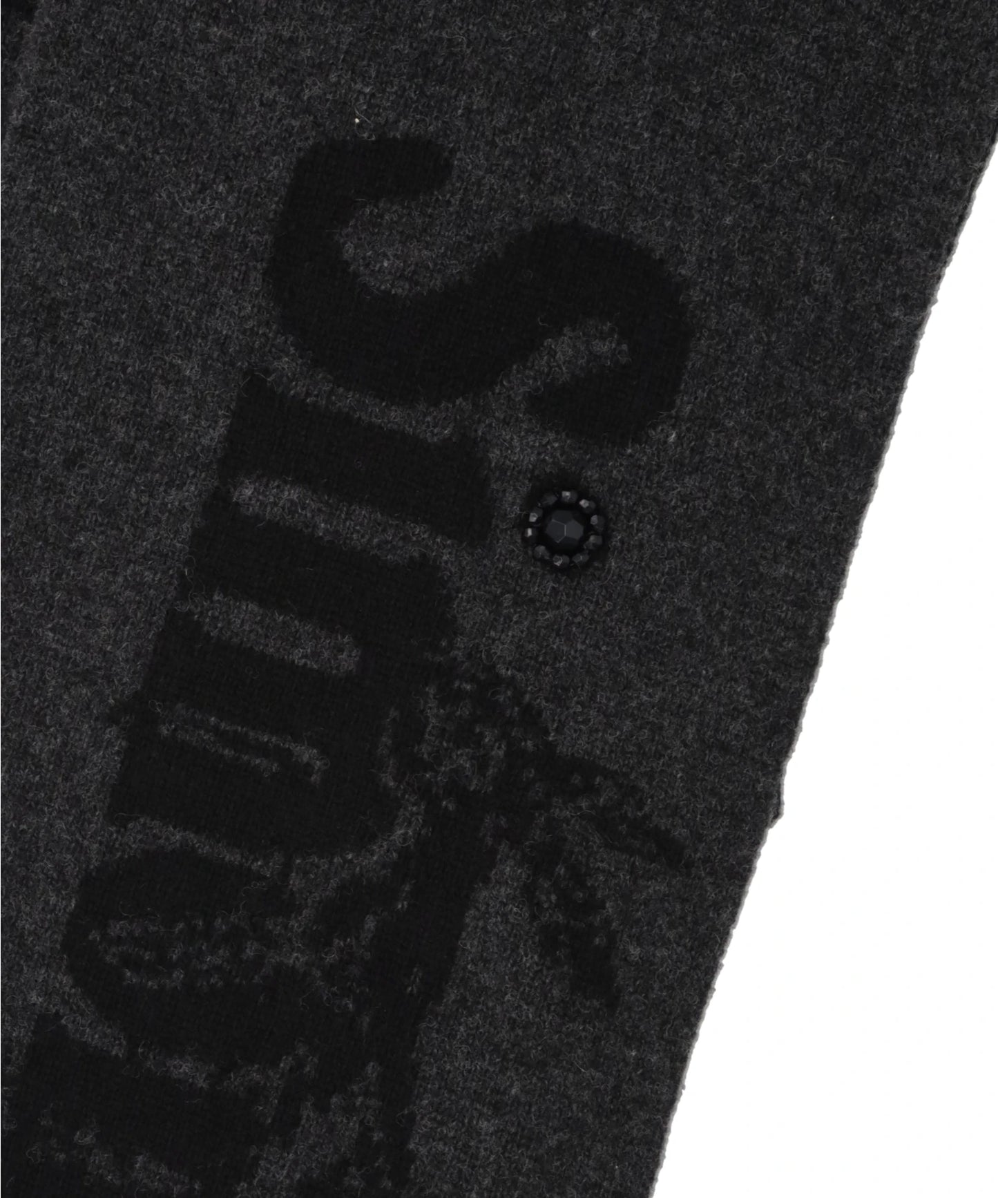 RUFFLE DETAIL GRAPHIC LOGO KNIT SCARFW/ DAISY EMB