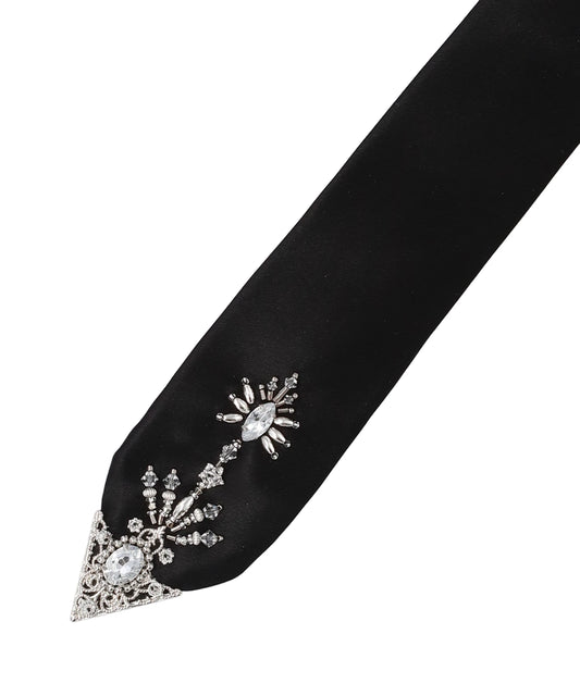 CRYSTAL SILVER TIP BLACK TIE