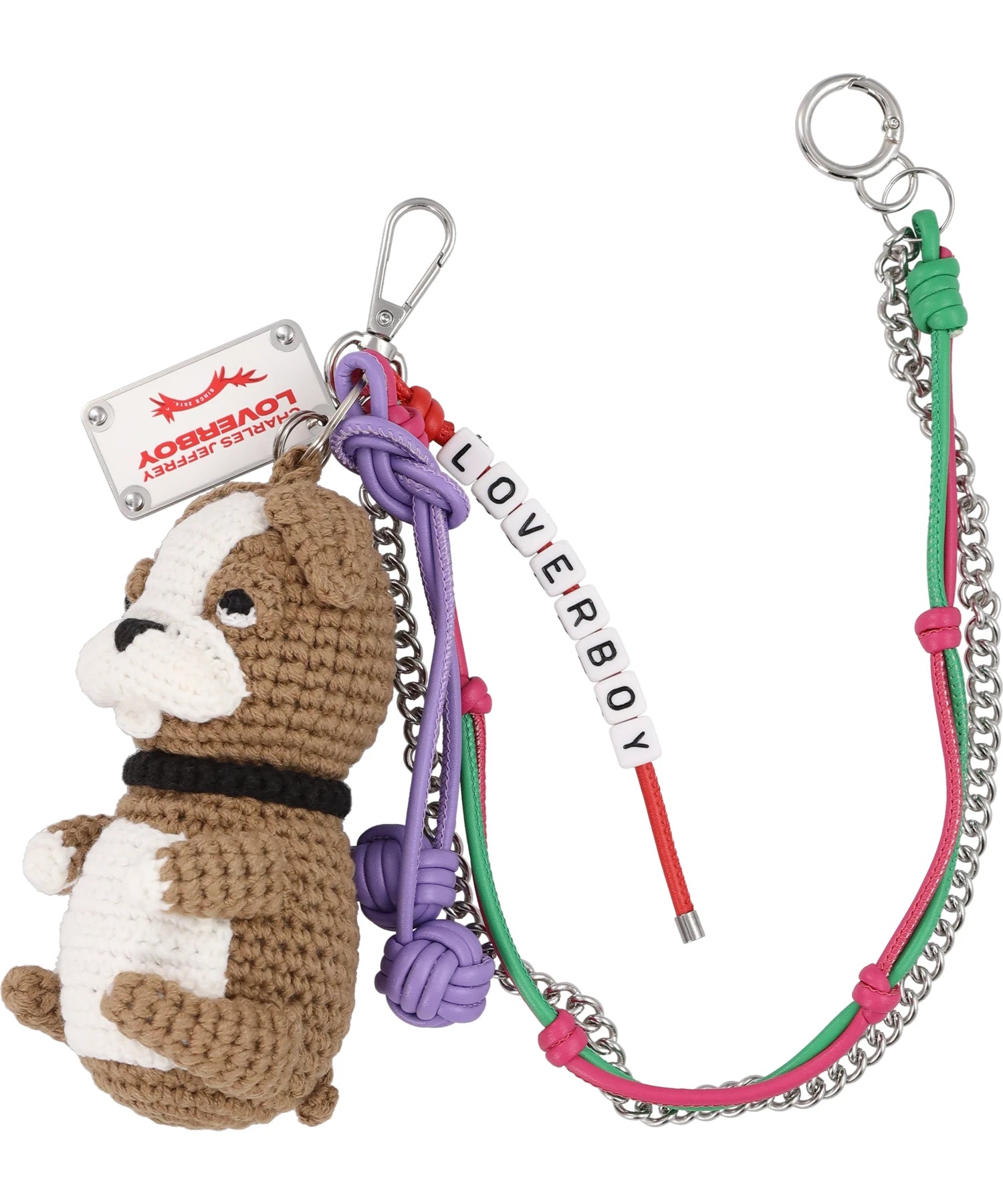 Charles Jeffrey LOVERBOY CHARACTER CROCHET BAG CHARM- BULLDOG BEI