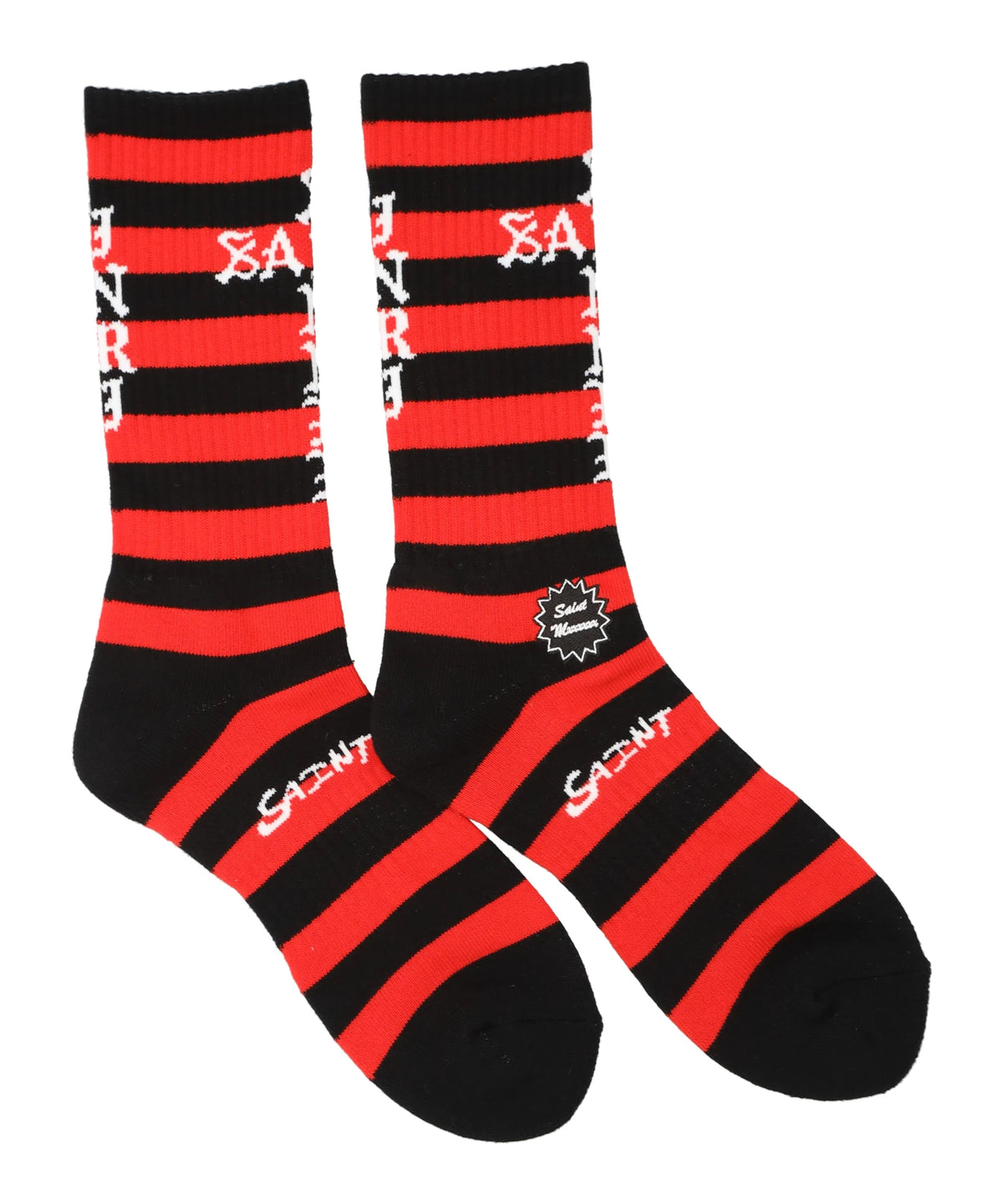SOCKS/BORDER/BLACK+RED