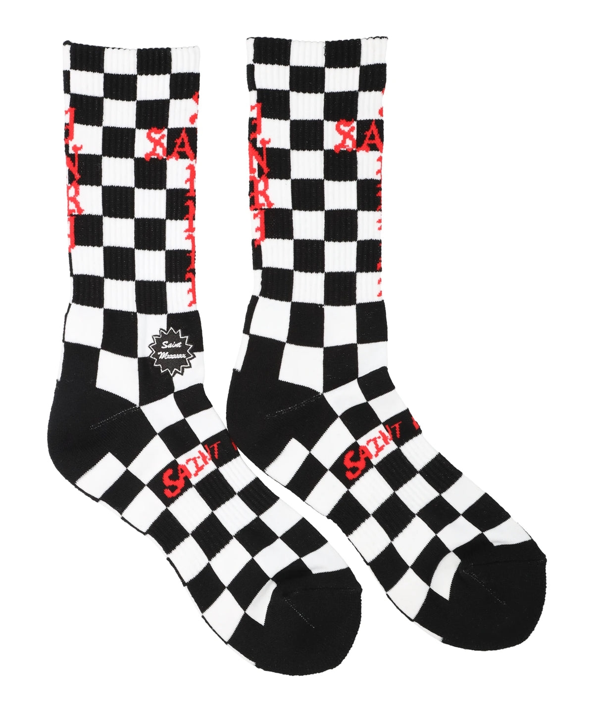 SOCKS/CHECK/BLACK+WHITE