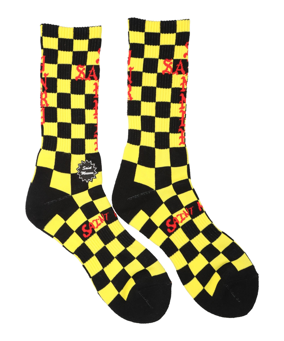 SOCKS/CHECK/BLACK+YELLOW