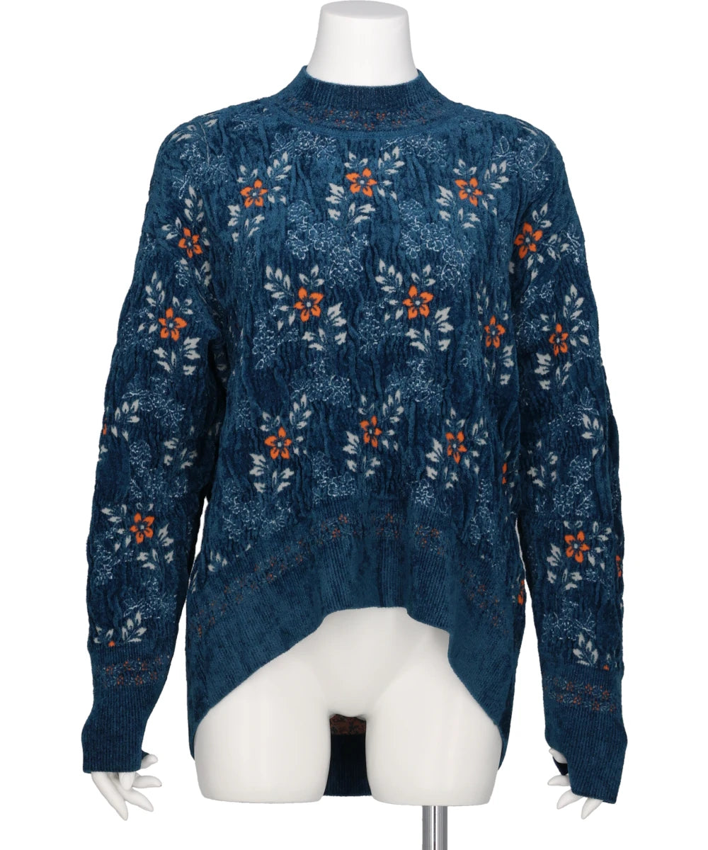 FLORAL MOTIF CHENILLE KNITTED TOP – MIDWEST ONLINE STORE