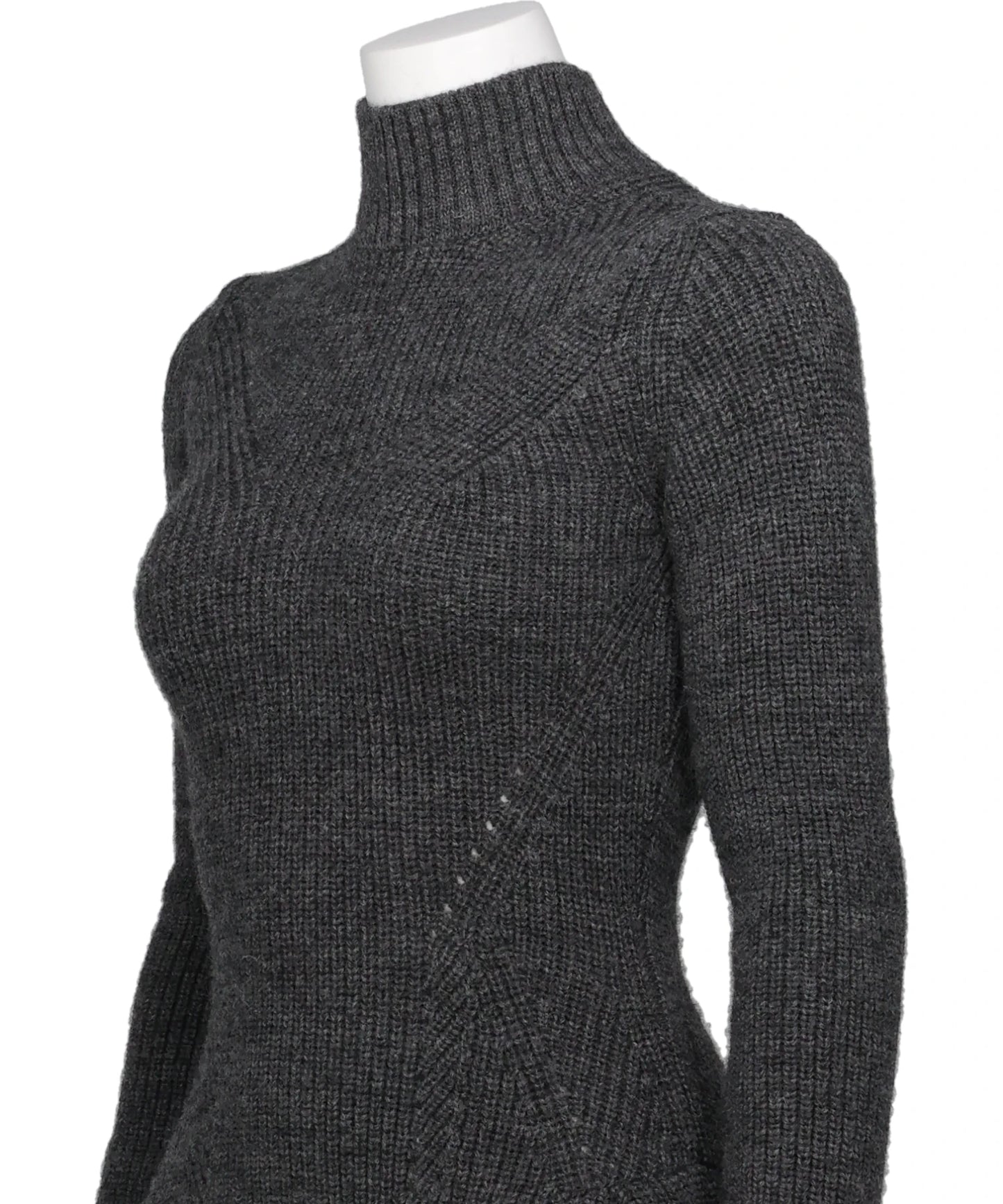 RIBED PEPLUM HI-NECK KNIT SWEATER