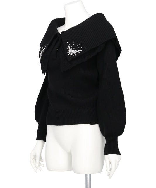 BIJOU TIARA OFF SHOULDER KNIT