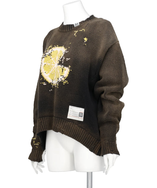 ORANGE JACQUARD KNIT PULLOVER