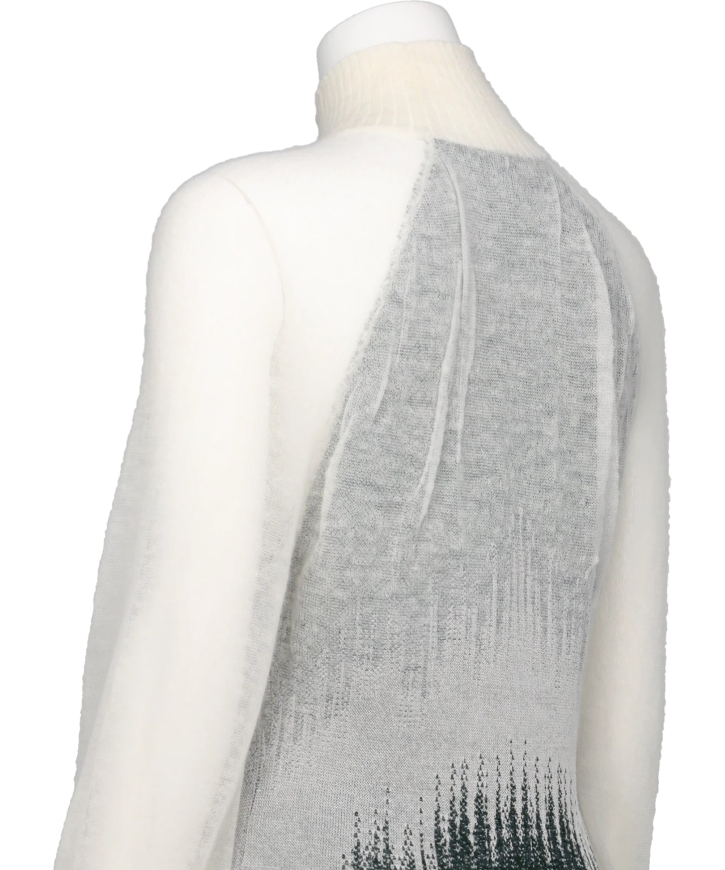 SHEER JACQUARD HIGH NECK KNIT TOP