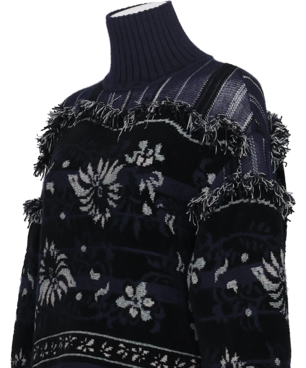 FLORAL ARABESQUE HIGH NECK KNIT TOP